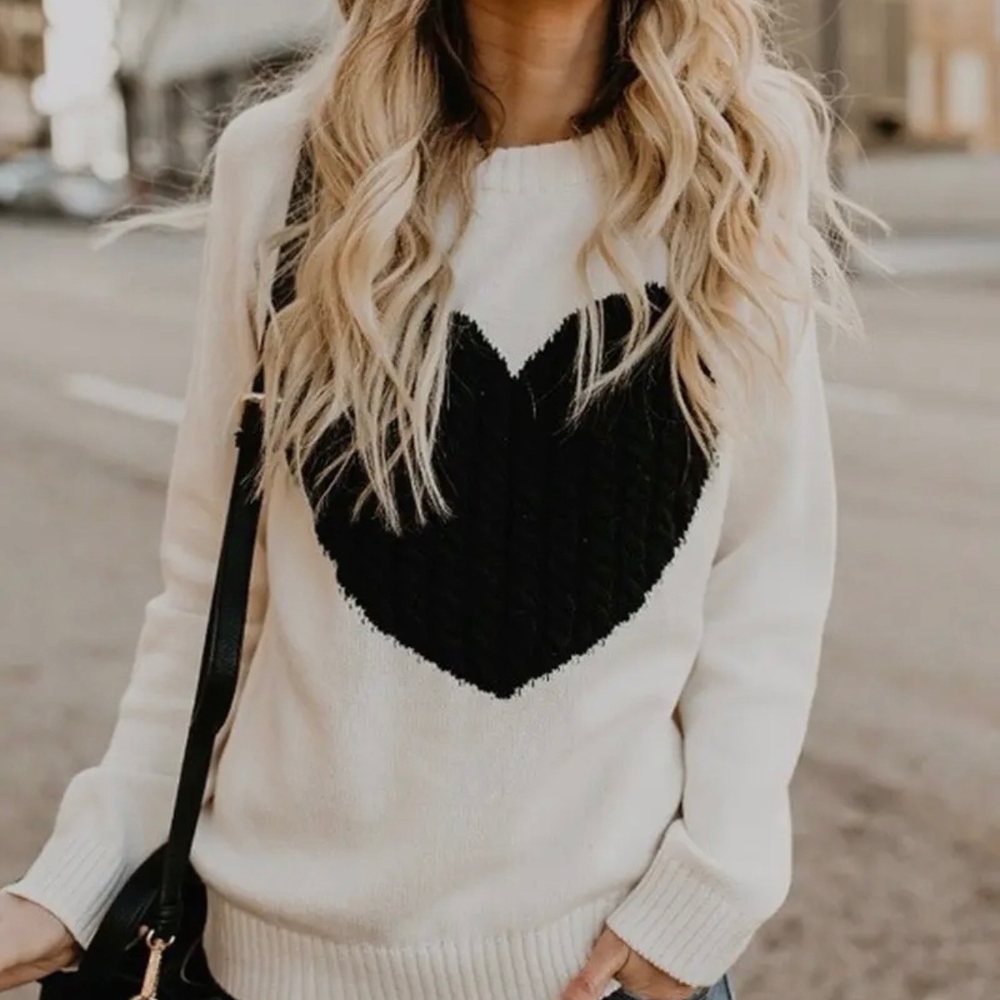 Elegant Black Heart Sweater